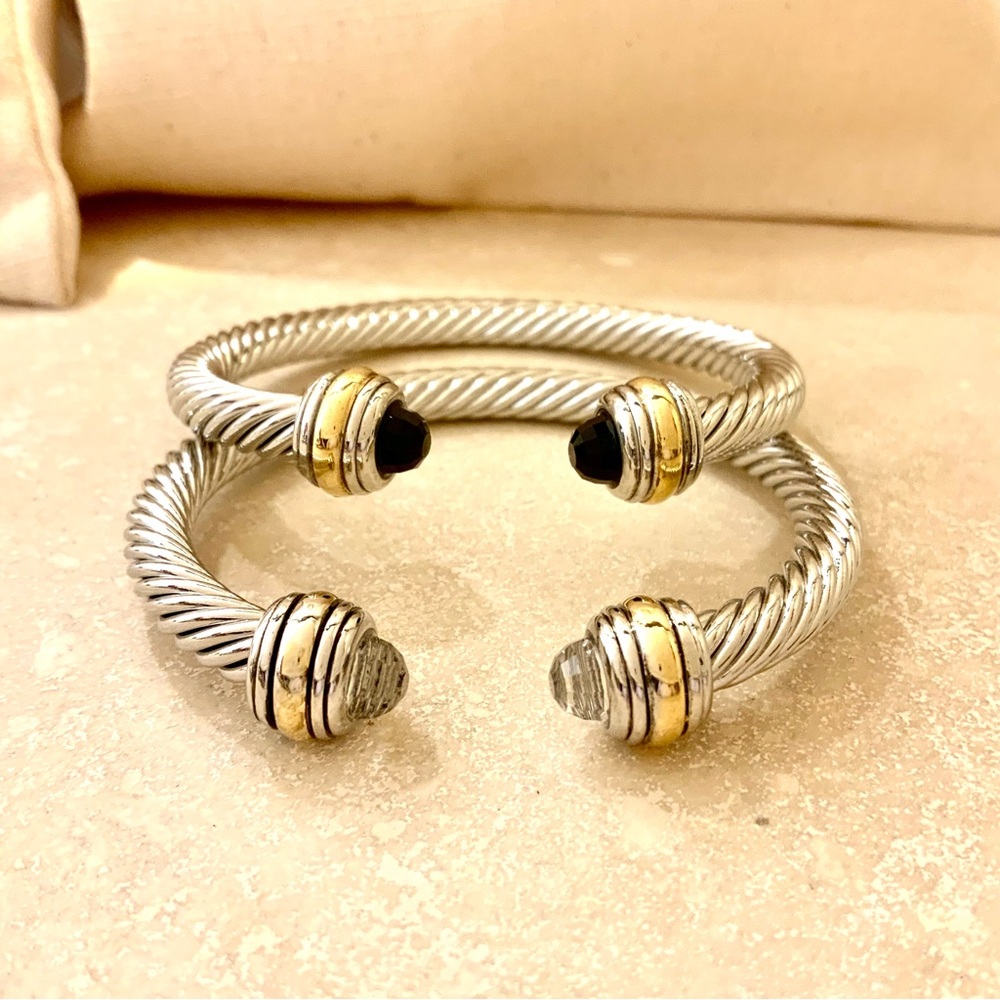 Elegant Silver and Gold Women's Cuff Bracelet(pick up color) black,clear, Perls